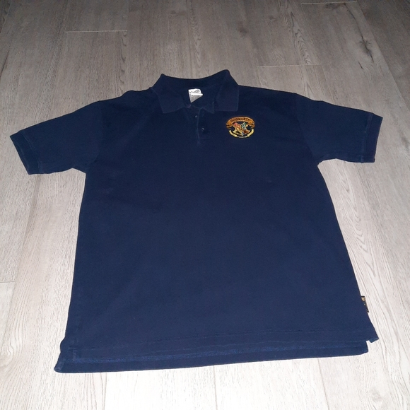 Harry Potter Hogwarts Navy Polo Shirt Vintage Warner Brothers Studio - Picture 1 of 12